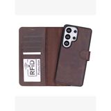MONTE Deep Brown Samsung Galaxy S26 Ultra (6.9") Hakiki Deri Çıkarılabilir Cüzdanlı Telefon Kılıfı