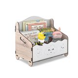 Monte Montessori Bank Kitaplık Dergilik Çocuk Odası Ahşap MDF Bebek Kitaplığı Mini Çocuk Kitaplığı (Meşe-Beyaz)