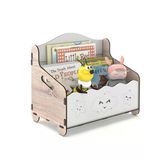 Monte Montessori Bank Kitaplık Dergilik Çocuk Odası Ahşap MDF Bebek Kitaplığı Mini Çocuk Kitaplığı (Meşe-Beyaz)