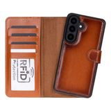 MONTE Soft Tan Samsung Galaxy S26 Plus (6.7") Hakiki Deri Çıkarılabilir Cüzdanlı Telefon Kılıfı