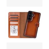 MONTE Soft Tan Samsung Galaxy S26 Plus (6.7") Hakiki Deri Çıkarılabilir Cüzdanlı Telefon Kılıfı