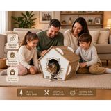 Monte Toys Ahşap Kedi Evi – Modern Tasarım Kedi Kulübesi, Kedi Yuvası, Dekoratif Ev Tipi Kedi Yatağı Montetoys