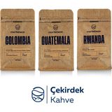Montebean 3'lü Çekirdek Kahve Tanışma Paketi - Kolombiya - Guatemala - Rwanda - 250 gr