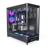 MONTECH HS02 PRO, ATX Mid-Tower PC Kasası, Oyun Bilgisayarı, Yüksek Hava Akışı, Ters Çevrilebilir Düzen, Sağlam Kavisli Temperli Cam Ön Panel, 5x ARGB PWM Fan Önceden Yüklenmiş, Gömme Tasarım, Aletsiz