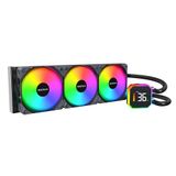 MONTECH HyperFlow Dijital 360 CPU Sıvı Soğutucu, 3100 RPM Pompalı 360 mm AIO, 3×120 mm E28 ARGB Fanlar, Gerçek Zamanlı Dijital Ekran, Intel ve AMD Desteği (Siyah)