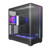 MONTECH King 45 PRO ATX Bilgisayar Kasası, Kavisli Panoramik Cam, Baca Tipi Hava Akışı, 360 mm Radyatör Desteği, Dahili Fan Hub'ı 4 ARGB PWM Fan, Siyah Renk