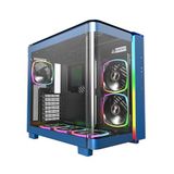 MONTECH, King 95 Pro bilgisayar kasası ATX çift bölmeli, yüksek hava debisi, aletsiz paneller, ön tarafı sertleştirilmiş cam, sağlam, altı adet önceden yüklenmiş ARGB PWM fan