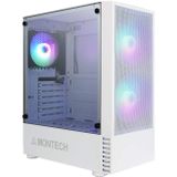 Montech X2 PLUS Beyaz mATX/Yüksek Hava Akışı, Mesh Ön Panel, Tam Cam Yan Panel, Önceden Takılmış 2 x 140 mm, 1 x 120 mm ARGB Fanlar/Type C / USB3.0 /