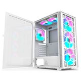 Montech X3 Glass 6 adet, 3 x 140 mm ve 3 x 120 mm Sabit RGB Aydınlatma Fanları ATX Mid-Tower PC Oyun Kasası, USB3.0, Kapı Açık Temperli Cam Yan Panel, Yüksek Hava Akışı, Beyaz