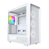 Montech X5- ATX Mid-Tower Oyun Bilgisayarı Kasası, Yüksek Hava Akışı, 3X 140mm ve 1x 120mm ARGB Fanlar Önceden Yüklenmiş, Cam Yan Panel, Karbon Baskı Vurguları, GPU Tutucu Dahil, Beyaz