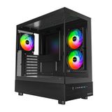 MONTECH XR, ATX Mid-Tower PC Oyun Kasası, 3 x 120mm ARGB PWM Fanlar Önceden Yüklenmiş, Tam Görünüm Çift Temperli Cam Panel, Ahşap Tahıl Tasarım G/Ç Arabirimi, 4090 GPU'ları Destekleyin, 360mm Radyatör