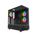 Montech Xr, Atx Mid-Tower Pc Oyun Kasası, 3 x 120MM Argb Pwm Fanlar Önceden Yüklenmiş, Tam Görünüm Çift Temperli Cam Panel, Ahşap Tahıl Tasarım G/ç Arabirimi, 5090 Gpu Destekler, 360MM Radyatör Siyah