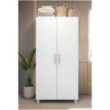 MONTENERO Banyo Dolabı 2 Kapaklı Bölmeli Valiz Ütü Masası Nevresim Saklama Krom 85x170 Cm