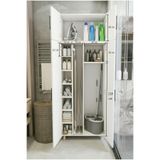 MONTENERO Büyük Boy Banyo Dolabı 4 Kapaklı Süpürgelik Kova Paspas Beyaz 80x205 Cm