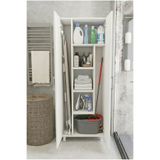 MONTENERO Çok Amaçlı Banyo Dolabı Süpürgelik Kova Deterjan 2 Kapaklı Beyaz 65x173 Cm