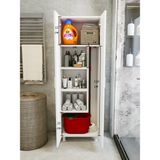 Montenero Dar Banyo Dolabı Süpürgelik Kova Paspas 2 Kapaklı Küçük Boy Beyaz 54x165 Cm - Beyaz - Gri