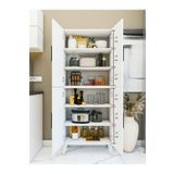 MONTENERO Kiler Dolabı 4 Kapaklı 6 Raflı Sığ Derinlik Mutfak Banyo Parlak Beyaz 70x170 Cm