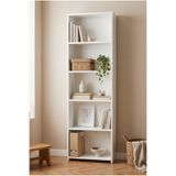 MONTENERO Kitaplık 5 Raflı Açık Raf Kitap Dosya Dekorasyon Rafı Ofis Salon Çalışma Odası Kitaplığı Beyaz 57 Cm
