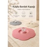 Monteor Esnek Bardak Kapağı Kristal Tutacaklı Çay Kahve Kupa Koruyucu Kapak (1 Adet)