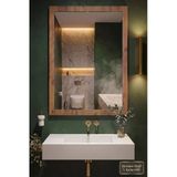 Montesev 90X68 Cm Antik Ahşap Dik Dekoratif Ayna Banyo Oda Lavabo Wc Dresuar Koridor Konsol Mutfak Makyaj Boy Aynası