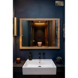 Montesev 90X68 Cm Antik Ahşap Yatay Dekoratif Ayna Banyo Oda Lavabo Wc Dresuar Koridor Konsol Mutfak Makyaj Boy Aynası