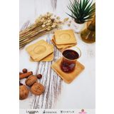 MONTESEV Ahşap Çay Tabağı 6 lı Set Bardak Fincan Kupa Altlığı (KARE)