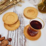 MONTESEV Ahşap Çay Tabağı 6 Lı Set Bardak Fincan Kupa Altlığı (Yuvarlak)