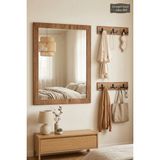 Montesev Antik Ahşap Dekoratif 3 Parça Portmanto Aynalı Askılık Set Oda Duvar Antre Hol Koridor Lavabo Makyaj Raflı Askılı Ayna - 90 X 68