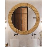 MONTESEV Antik Ahşap Dekoratif Ayna Yuvarlak Ayna Duvar Aynası Banyo Lavabo Aynası (medium)