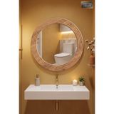 Montesev Antik Ahşap Oval Dekoratif Ayna Banyo Wc Lavabo Aynası Dresuar Boy Koridor Oda Konsol Mutfak Makyaj Aynası (43X56)