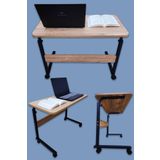 MONTESEV Laptop Sehpası Ve Çalışma Masası Yükseklik Ayarlı Tekerlekli Oval Kenar (60 LIK SEHPA)