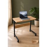 Montesev Yükseklik Ayarlı Laptop Sehpası ve Çalışma Masası - Atlantik Çam Tekerli 80X40 Oval Kenar - 80 x 40 - Ahşap