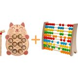 Montessori 3 Boyutlu Ahşap Balık Tutma Oyunu + Montessori Renkli Ahşap Abaküs