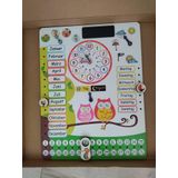 Montessori Almanca Ahşap Saatli Eğitici Takvim Günler, Aylar, Mevsimler, Hava Durumu, Rakamlar