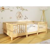 Montessori Boss Alaz - Montessorı Önü Çıkabilen Bebek ve Çocuk Doğal Ahşap Yer Yatağı - 90 x 200 cm