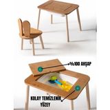 Montessori Bunny Sandalye ve Tek Hazneli Aktivite Masası - Bej