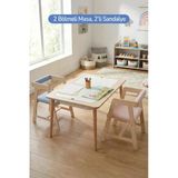 Montessori Çocuk Ahşap Oyun Etkinlik Çalışma Masası, 2 Sandalye Seti