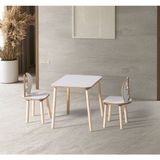 Montessori Çocuk Çalışma Masa ve 2 Sandalye Seti Deer - Beyaz