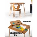 Montessori Deer Sandalye ve Hazneli Aktivite Masası - Bej