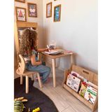 Montessori Deer Sandalyeli Çalışma Masası 1 Masa & 1 Sandalye - Kahverengi