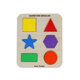 Montessori Eğitici Ahşap Geometrik Şekiller Yapboz - Okul Öncesi Çocuk Zeka Oyunu (20X17 Cm)