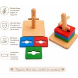 Montessori Gemisi Montessori Çevirmeli Halka Dizme | Ahşap Halka Dizme | Ahşap Oyuncak | 1-3 Yaş Toddler Montessori Materyali - Okul Öncesi Eğitim Materyali