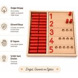 Montessori Gemisi Montessori Kırmızı Çubuklu Sayı Tahtası | Montessori Sayı Öğrenme Materyali | Sayma ve Rakam Eşleştirme Oyuncağı | Okul Öncesi Matematik Materyali | İnce Motor Gelişim Oyuncağı