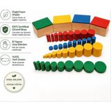 Montessori Gemisi Montessori Kulpsuz Silindirler | Renkli Silindir Bloklar | Ahşap Silindirler | Duyu Materyali | Ahşap Oyuncak | Okul Öncesi Eğitim Materyali
