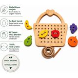 Montessori Gemisi Montessori Meyve Sepeti İp Geçirme | Ahşap İp geçirme Oyuncağı | İnce Motor Gelişim Materyali | El ve Parmak Kası gelişim Materyali | Ahşap Oyuncak | Okul Öncesi Eğitim Materyali