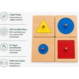Montessori Gemisi Montessori Tekli Şekil Plakaları 4'lü Set | Ahşap Toddler Geometri Bul-Tak Oyuncağı (1-3 Yaş) | Toddler Materyal | Ahşap Oyuncak | Okul Öncesi Eğitim Materyali