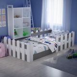 Montessori Karyola Beyaz-Antrasit 90X190 Yatak Uyumlu Oval Kesim Çocuk Yatağı TLP-305 - 90 x 190 cm - Antrasit - Beyaz