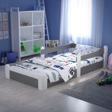 Montessori Karyola Beyaz-Antrasit 90X190 Yatak Uyumlu Oval Kesim Çocuk Yatağı TLP-315 - 90 x 190 cm - Antrasit - Beyaz