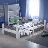 Montessori Karyola Beyaz-Antrasit 90X190 Yatak Uyumlu Oval Kesim Çocuk Yatağı TLP-317 - 90 x 190 cm - Antrasit - Beyaz
