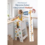 Montessori Öğrenme Kulesi – Güvenlik Panelli Çocuk Yardımcı Kulesi |Yazı Tahtalı–Ev Mutfak Merdiveni